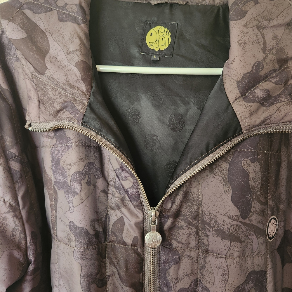 Pretty Green Army Camoflage Black and Gray Puffer Jacket Hoodie - Picture 4 of 11